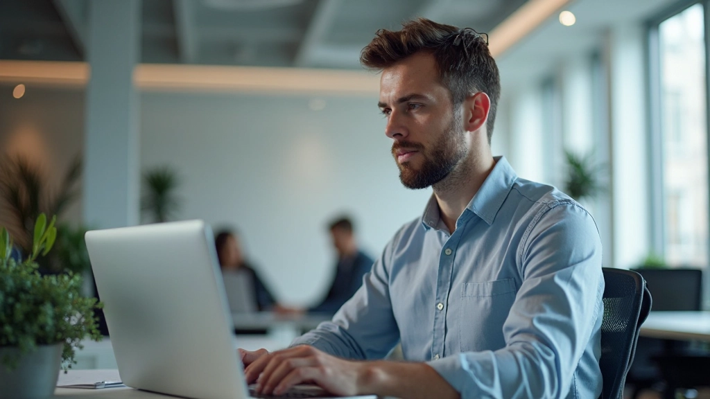 Dichtbij foto van man die op laptop werkt met dashboardscherm vol grafieken en KPI-metingen
